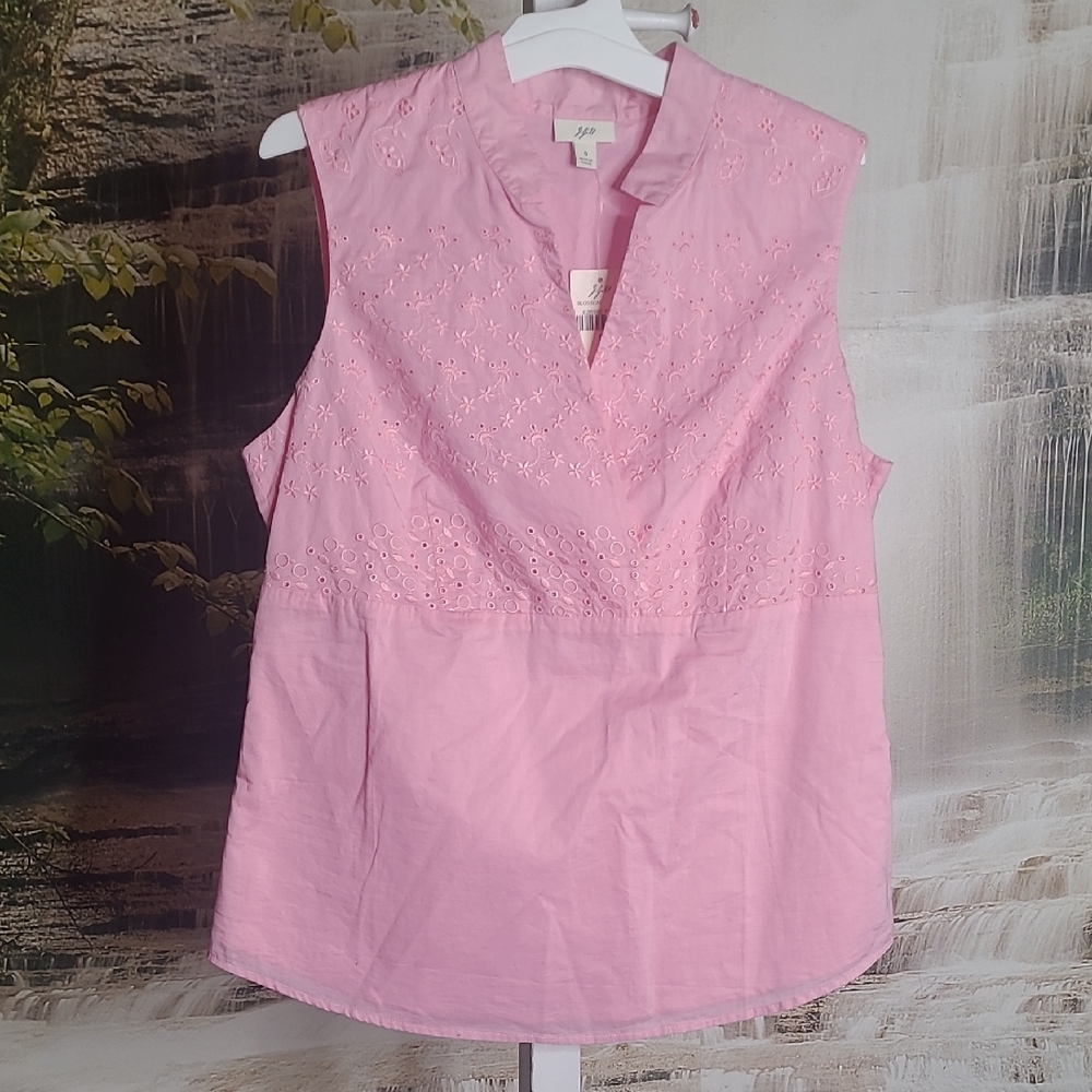 New with tags! J Jill Womens Small Pink Sleeveless Mandarin Collar Blouse
